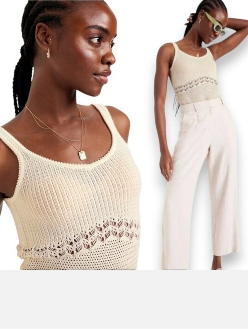 Old Navy Knit Tank Top in Cream - Crochet Lightweight Summer Staple